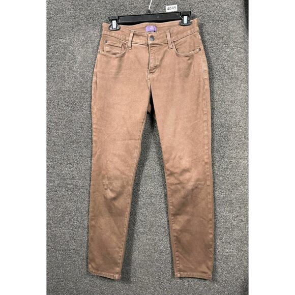 NYDJ Alina Legging Jeans Women Size 4P Brown Denim Stretch Mid Rise - Picture 1 of 10